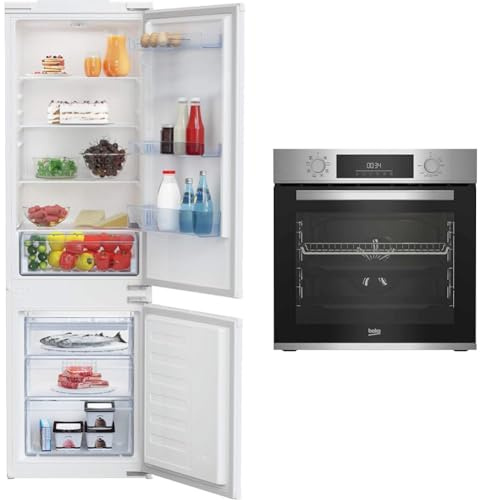 Beko BCSA285K4SN b100 integrierbare Kühl-/Gefrierkombination & BBIM12300X b300 Einbau-Backofen, 60 cm Backofen, 72 l Volumen