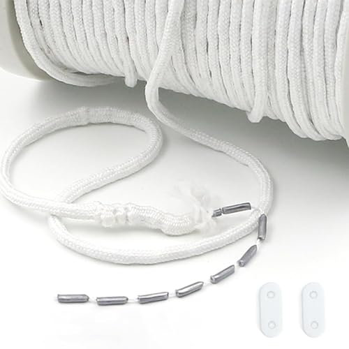 JXAXD Bleiband für Gardinen, 30g-5M Schwer Bleikette für Vorhänge Gardinen Stoffe Moskitonetz, Vorhang Beschwerer Gardinenbeschwerer Outdoor mit 2 Stück Bleiblöcken Glatte Aufhängung Perfekte Falten