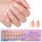 Roucerlin 150 Pcs 3 in 1 Fake French Tip Press On Nails Short Almond, Pre-formed Soft Gel Nail Tips Full Cover, Nude Stick Glue On Nails, Reusable False Nail Tips Extensions for Home DIY 15 Sizes