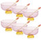 REAWOW Glas Dessertschalen 6er Set Eisschale mit 6 vergoldeten Löffeln Dekorativ Mikrowellengeeignet für Obst Snack Süßigkeiten Glasschale Set (Rosa)