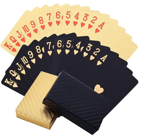 Carte Da Magia Cartepoker,Carte Da Poker In Plastica, Carte Da Gioco D'oro,2 Carte Da Gioco Nero E Oro, Plastica Impermeabile Playing Cards, Novità Poker, Strumenti Per Famiglie, Giochi Di Carte.