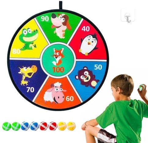 Dart Board - Portable Precision board, Practice Board | Funny Dart Board with Sticky Ball, Carnival Game 8 Sticky Ball Hook, Indoor Outdoor Outside Party Sports Games for Ages 3+ Boy Girl