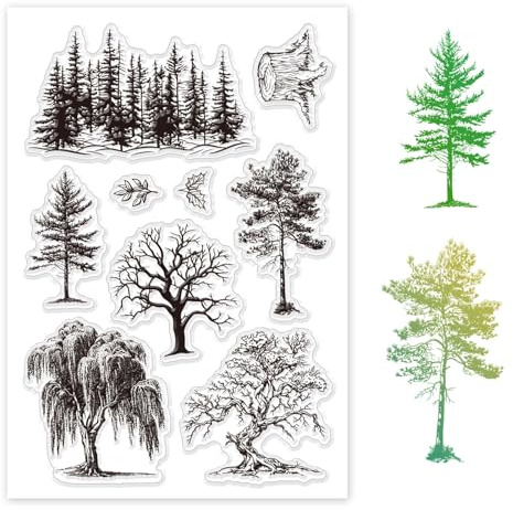 GLOBLELAND Bäume Clear Stempels Für Kartenherstellung Wald Bäume Hintergrund Clear Stempel Siegel Transparente Stempel Für DIY Scrapbooking Fotoalbum Journal Dekoration Zu Hause