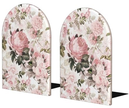 Roses Roses sépia Vintage Shabby Chic, Lot de 2 Serre-Livres étagère drôle Bois Bouchon de Livre Serre-Livres Support de Livre et Support