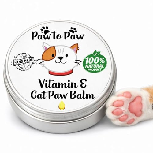 Paw to Paw Paw & Nose Balm for Cats – Natural Lick Safe Cat Paw Balm with Vitamin E Extract, Paw Protector for Cracked Pads, Nose Cream for Dry Skin and Daily Grooming, 30ml (Medium)