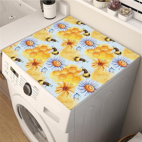 Highdi Tappetino Antiscivolo Copri Lavatrice Coperchio Antipolvere Lavabile per Lavatrice Asciugatrice per Copertura Frigorifero Protezione Superiore (Miele,60 * 60cm)