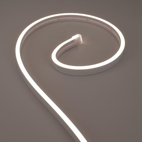 JOYLIT 24V Neon LED Strip 5M 4000K Naturweiß Aussenbereich, 6x12MM Flexible LED Streifen Neon Weiß IP67 Wasserdicht, CRI 90+ Sehr Hell LED Band für Küche, Terrasse (Keine Stromzufuhr)