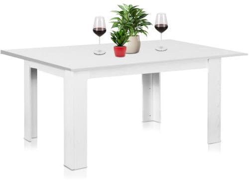 Shally Dogan Tavolo Allungabile Sala da pranzo Bianco da 110 x 70 cm a 150 x 70 cm, Design Moderno, Estensibile Salvaspazio, Ideale x Sala Pranzo, Soggiorno, Cucina, Arredamento, (Bianco Frassinato)