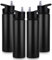 UMBFUN Bouteille d'eau en Acier Inoxydable - 750ml avec Paille,anti-fuite,Gazéifiée,BPA free Gourde Thermos(+2 Couvercles) Isolation Double Paroi Sous Vide pour Sport,Voyage,Camping,école,（4 Pièces）