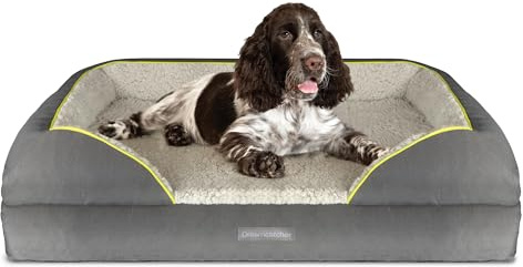 Dreamcatcher Dog Bed Large, Orthopaedic Memory Foam, Bolster, Waterproof | 97 x 71 x 20cm bed with cooling gel memory foam, four-sided bolster, waterproof liner, non-slip base and washable cover.