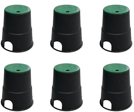 Natotela 6 Round Valve Box 6 Pack With Lid Underground Assembly Sprinkler System Water Meter Box Automatic Lawn Drip Irrigation Kits for Pressure Reducer Water Meters Valves Decoder