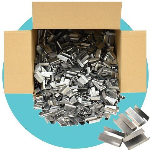 Triplast 12mm x 25mm Semi Open Metal Seals for 12mm Polypropylene Hand Strapping - Anti-Rust Galvanised Steel Seals for Pallet Strapping - Use with Hand Sealer or Combination Tool (Pack of 10,000)