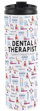 Purely Home Dental Therapist Travel Mug - Funny Novelty Dentistry Gifts - Reusable Stainless Steel Vacuum-Sealed Double-Walled 500ml Flask with Lid