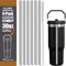 ALINK Pajitas de acero inoxidable compatibles con Stanley Iceflow 30oz Flip Tumbler, 6 paquetes de pajitas de metal reutilizables para Stanley Ice Flow 30oz Cup Lid Only, Plus Straw Cleaner Brush