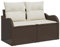 vidaXL Braun und Beige Outdoor-Sofa mit Stauraum Wetterfestes 2-Sitzer-Design Bequeme Kissen Moderne Möbel für Balkon Gartenmöbel Zwei texturierte Polyester-Rattan