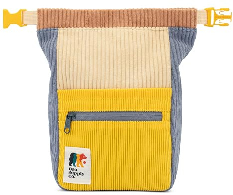 OSO Supply Co - Retro Cord-Bouldereimer, große, freistehende Kreide-Tasche zum Klettern, magnetischer Roll-Down-Verschluss, Zwei Bürstenschlaufen, Reißverschlusstaschen und Tasche
