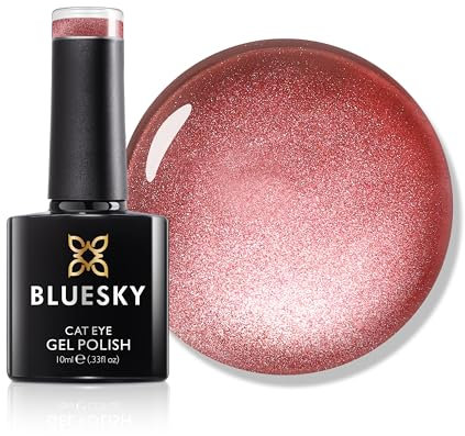 Bluesky Cat Eye Gel Nail Polish 10ml, Ruby Rose - RRC01, Pink Magnetic Nail Polish with Cat Eye Effect for LED UV Lamp, Long-Lasting, Salon & Home Manicures