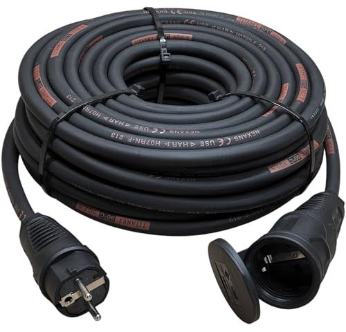 NWP 30m Schuko Verlängerungskabel Gummikabel TITANEX® H07RN-F 3G2,5 IP54, Stromkabel für Eventbranche, Baustelle, Garten, Industrie, Märkte, Außenbereich