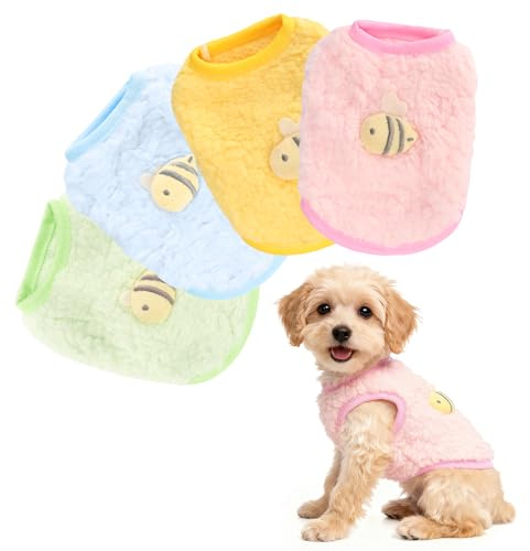 4 Pcs Kitten Clothes Teacup Dog Clothes Winter Warm Fleece Puppy Pet Clothes for Mini Newborn Dogs,Cat (XS)