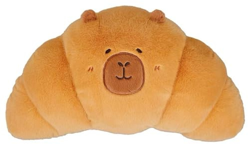 Capybara Kuscheltier, Plüschtier Croissant, Lustige Baguette Capybara Stofftier, Realistische Kapibala Brotpuppe Kissen, Plüsch Spielzeug Essenspuppen, Geschenk für Erwachsene Kinder (A,55CM)