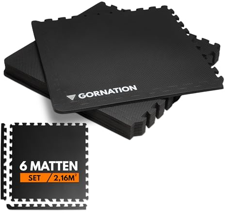 GORNATION Bodenschutzmatte Fitness, rutschfeste Schutzmatte für Fitnessgeräte, Bodenschutzmatte Puzzle-Design, Gym Bodenmatten, Gummimatte für Fitnessraum, für Home Gym und Outdoor