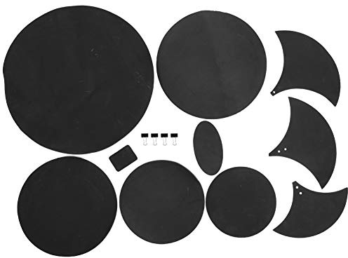 14-teiliges Schlagzeug-Übungspad-Set, Schlagzeug-Dämpfer-Pads aus EBR-Material für leises Trommeln, inklusive 5 runden, 3 gebogenen, 1 ovalen und 1 rechteckigen Pads sowie 4 Clips
