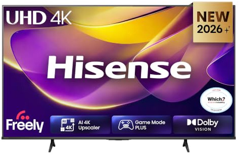 Hisense 65 65E6STUK 4K Ultra HD AI Smart TV with Freely, Netflix, Disney+ and YouTube - AI 4K Upscaler, AI Smooth Motion, Game Mode Plus, Dolby Vision, Voice Control, DTS Virtual: X, Filmmaker Mode