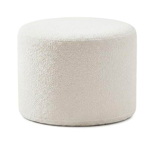 SOARS Pouf Rond Ø 45 x 35 cm, Repose-Pieds Rembourré en Mousse | Ottoman Moderne avec Tissu en Fil Bouclé, Housse Amovible et Lavable en Machine, Charge 70 kg, pour Salon, Chambre, Bureau