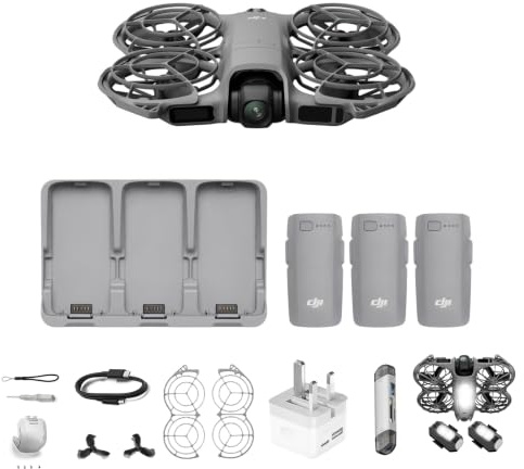 DJI Neo 2 Fly More Combo, 4K Drone With Camera, Palm Takeoff & Landing, Gesture Control, ActiveTrack, Omnidirectional Obstacle Sensing, 3 Batteries (Multi-Accessory Bundle)