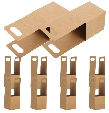 DOITOOL 10 Unidades Portavasos de Papel Kraft Desechable para Bebidas Calientes y Frías, Portabebidas Portátil Asa Marrón, Adecuado para Café y Té para Llevar
