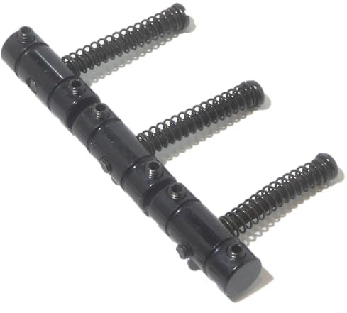 Set of Three Telecaster Bridge Saddles in Chrome, Black or Gold (32mm Long Screws, Black)