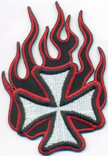 Brennendes Eiserneskreuz Flamed Iron Cross Rockabilly Biker Aufnäher Patch