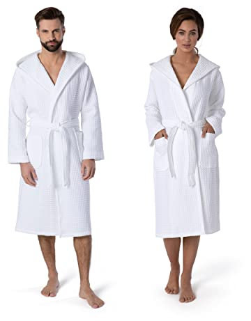 möve Piquée Kapuzenmantel in Gr. XL aus 100% Baumwolle, snow