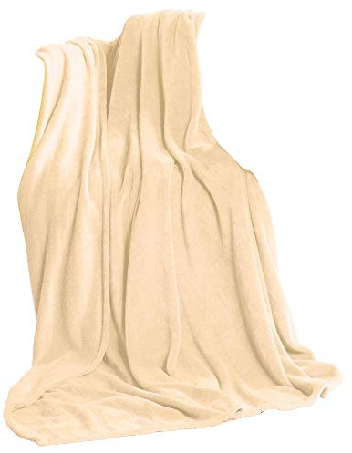 CelinaTex Flauschige Kuscheldecke 150 x 200 cm beige Decke Sofa Wohndecke weich Soft Mikrofaser Fleece Oeko-TEX TV-Decke