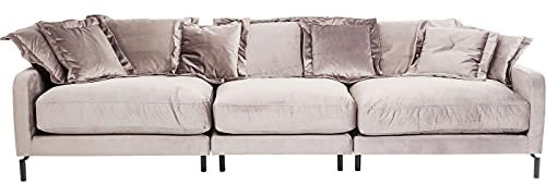 Kare Design Sofa Lullaby 3-Sitzer, Taupe, Sofa, Stahlfüße, Kieferholzgestell, Samtoptik, 70x307x102 cm (H/B/T)