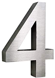 4 Hausnummer Edelstahl 3D Arial rostfrei witterungsbeständig 0 1 2 3 4 5 6 7 8 9 a b c d erhältlich (4 (20cm hoch))