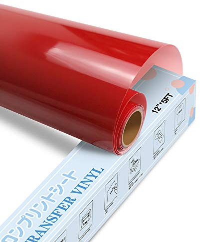 YRYM HT Heat Transfer Vinyl - 12 x 5ft Red Premium HTV Vinyl Roll for T-Shirts,Red Iron on Vinyl for DIY Heat Vinyl Design - Easy to Cut & Weed (red)