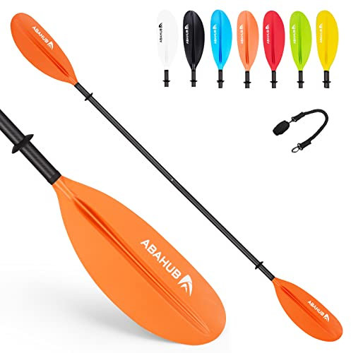 Abahub Remo Kayak Carbono 230 cm/Ajustable 220cm a 240cm Pala de Kayak con Línea Pala de Kayak de Bote de Remos, Varilla de Carbono Hoja de Plástico Negro/Blanco/Azul/Verde/Naranja/Amarillo/Turquesa