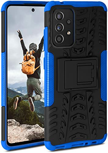 ONEFLOW Tank Case für Samsung Galaxy A52 / A52s 5G Hülle Outdoor, stabile Panzerhülle mit Kamera und Display Schutz, sichere Handyhülle, TPU Handy Schutzhülle mit Ständer, Blau Schwarz