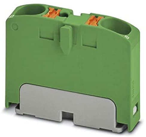 PHOENIX CONTACT PTFIX 2X4 GN Verteilerblock, 0.2mm² - 6 mm² Querschnitt, 6.2 mm Breite, 21.7mm Höhe, 2 Anzahl der Anschlüsse, Grün, 50 Stück