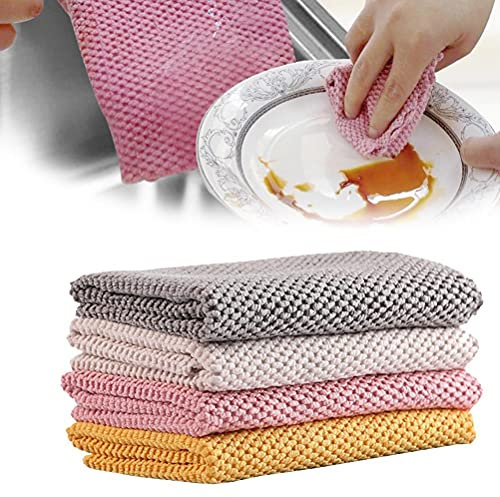 Mify 4PCS Fish Scale Microfiber Polishing Cleaning cloth,leaving no traces Quick Dry for kitchen,glass products,car window glass mirror-30 * 30cm