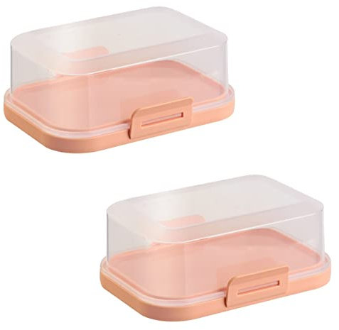 ENGELLAND - 2 x Stapelbare Butterdose mit Deckel und Klick-Verschluss, Apricot/Transparent, Plastik-box, Butter-Glocke, BPA-frei, Mehrzweck, robust