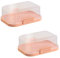 ENGELLAND - 2 x Stapelbare Butterdose mit Deckel und Klick-Verschluss, Apricot/Transparent, Plastik-box, Butter-Glocke, BPA-frei, Mehrzweck, robust