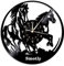 Smotly Wanduhr aus Vinyl, Motiv: Pferd, Retro, große Wanduhr, mit 7-farbiger Nachtlichtfunktion, Heimdekoration, digitale Wanduhr (ohne Licht)