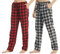 YUSHOW 2er Pack Schlafanzughose Damen Lang Baumwolle Winter Flanell Karierte Pyjamahose Weich Warm Pajama mit Taschen und Kordelzug