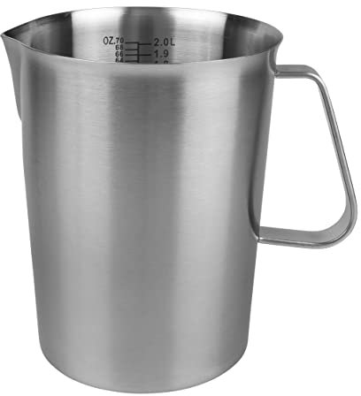 KRUMBLE Taza de medir, 2L Jarra Medidora, Acero Inoxidable, jarra medidora para cocina, Jarra dosificadora de líquidos y secos, 14,5 x 17 x 14,5 cm