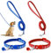 Molain 2-teiliges Hundehalsband und Leine Set, verstellbares Hundehalsband mit Leine, Schnellverschluss, Schnallenhalsband für kleine Hunde, Katzen, Welpen, Kätzchen (Blau+Rot)