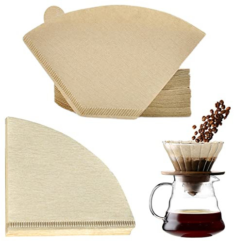Coffee Filter Unbleached, FainFun 2 Pack Filtros Cafetera Papel, 80 Filtros de Café Papel, Filtros de Café Desechables, Filtros de Papel para Cafe, para cafetera de goteo y vertido (1-2 tazas)