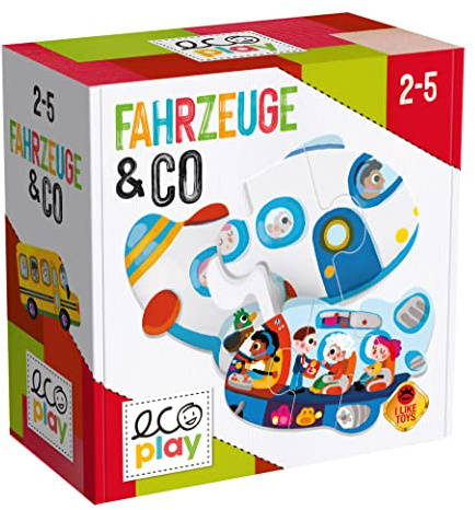 eco play Fahrzeuge und Co Puzzle Lernspiel Fahrzeugpuzzel Kleinkind ab 2 | Transportmittel, Feinmotorik und räumliches Denken in acht Puzzles. Mit Pädagogen entwickelt, Made in Italy DE52545
