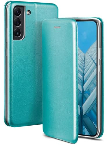 ONEFLOW Business Case für Samsung Galaxy S22 Plus Handyhülle klappbar mit Standfunktion, Klapphülle Flipcase Cover Dünn, PU Leder Hülle mit Kartenfach, 360 Grad Schutzhülle, Mint Blau